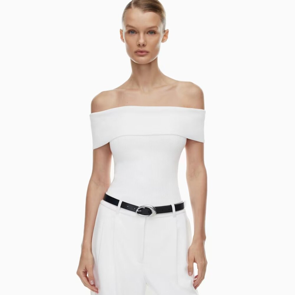 NWT Aritzia Off the Shoulder Sculpt Knit Crop Top, Small